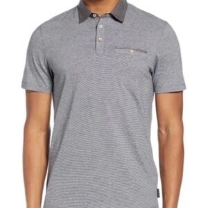Ted Baker Tortila Polo Shirt with Birdseye Stripe Mens Size‎ 3 Medium (870)